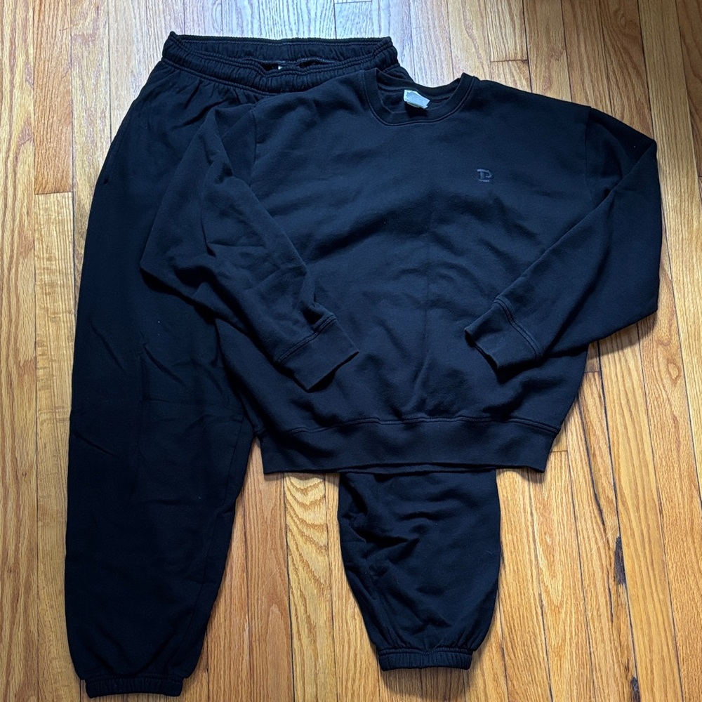 PINK Victoria's Secret Black Crewneck Sweatshirtand Sweatpants